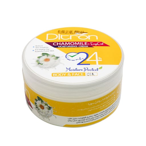 کرم مرطوب کننده کاسه ای حاوی عصاره بابونه دیترون CHAMOMILE+SOY OIL MOISTURIZING CREAM DITRON