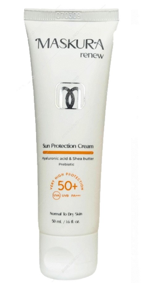 کرم ضدآفتاب پوست نرمال تا خشک SPF50 ماسکورا Maskura Sunscreen Cream SPF 50 Normal TO Dry Skin